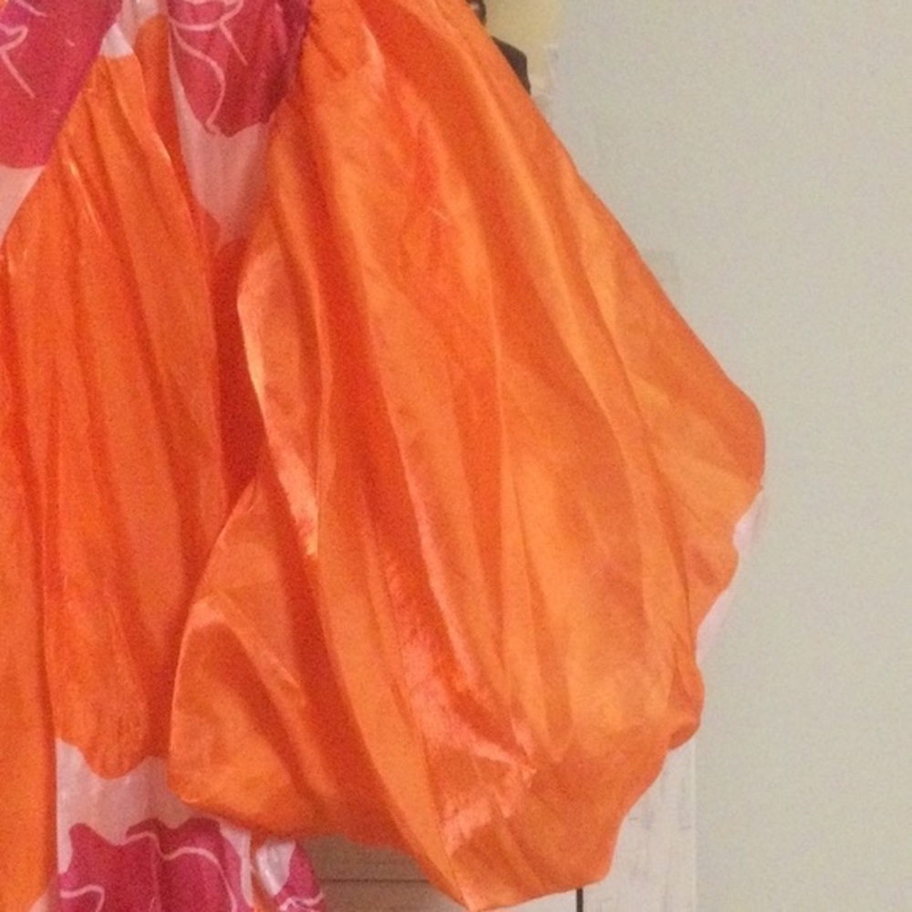 Vibrant Orange Floral Midi Dress - Picture 3 of 6